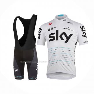 2017 Maillot Cyclisme Sky Blanc Manches Courtes Et Cuissard