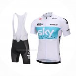 2018 Maillot Cyclisme Sky Blanc Bleu Manches Courtes Et Cuissard