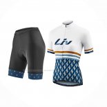 2021 Maillot Cyclisme Femme Liv Blanc Bleu Manches Courtes Et Cuissard