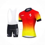 2021 Maillot Cyclisme Shimano Rouge Jaune Manches Courtes Et Cuissard