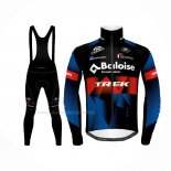 2021 Maillot Cyclisme Trek Noir Rouge Bleu Manches Longues Et Cuissard