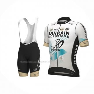 2023 Maillot Cyclisme Bahrain Victorious Blanc Manches Courtes Et Cuissard