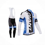 2014 Maillot Cyclisme Giant Blanc Azur Manches Longues Et Cuissard