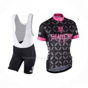 2017 Maillot Cyclisme Femme Bianchi Rose Manches Courtes Et Cuissard