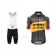 2021 Maillot Cyclisme Jumbo Visma Noir Jaune Manches Courtes Et Cuissard