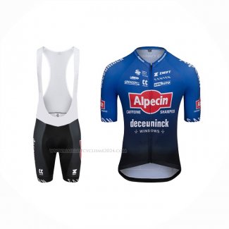 2022 Maillot Cyclisme Alpecin Deceuninck Noir Bleu Manches Courtes Et Cuissard