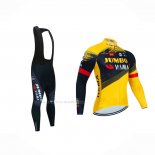 2023 Maillot Cyclisme Jumbo Visma Jaune Noir Manches Longues Et Cuissard