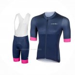 2018 Maillot Cyclisme Femme RH+ Fonce Bleu Manches Courtes Et Cuissard