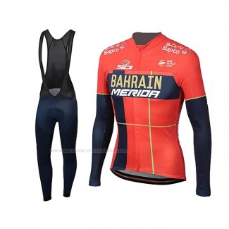 2019 Maillot Cyclisme Bahrain Merida Rouge Manches Longues Et Cuissard(1)