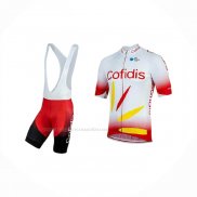 2019 Maillot Cyclisme Cofidis Rouge Blanc Manches Courtes Et Cuissard