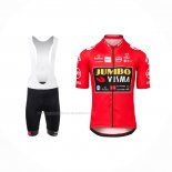 2021 Maillot Cyclisme Jumbo Visma Rouge Manches Courtes Et Cuissard