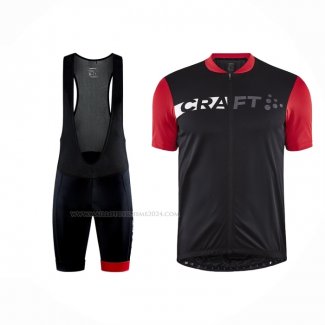 2023 Maillot Cyclisme Craft Rouge Noir Manches Courtes Et Cuissard