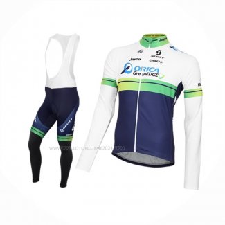 2016 Maillot Cyclisme Orica GreenEDGE Blanc Bleu Manches Longues Et Cuissard