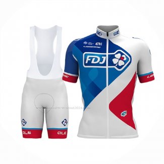 2017 Maillot Cyclisme FDJ Blanc Manches Courtes Et Cuissard