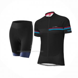 2020 Maillot Cyclisme Femme Loffler Rose Bleu Noir Manches Courtes Et Cuissard