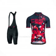 2021 Maillot Cyclisme Castelli Rouge Fonce Bleu Manches Courtes Et Cuissard