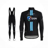 2021 Maillot Cyclisme DSM Noir Bleu Manches Longues Et Cuissard