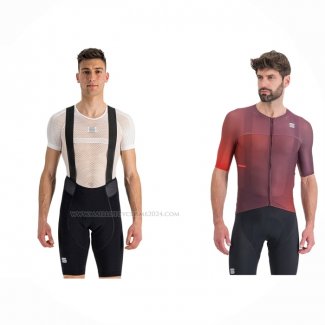 2023 Maillot Cyclisme Sportful Orange Rouge Manches Courtes Et Cuissard