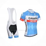 2014 Maillot Cyclisme Garmin Sharp Bleu Clair Blanc Manches Courtes Et Cuissard