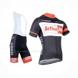 2014 Maillot Cyclisme Trek Noir Orange Manches Courtes Et Cuissard