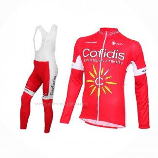 2016 Maillot Cyclisme Cofidis Blanc Rouge Manches Longues Et Cuissard