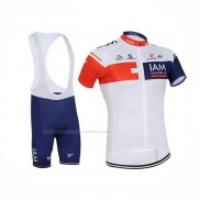 2016 Maillot Cyclisme IAM Rouge Bleu Manches Courtes Et Cuissard