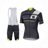 2016 Maillot Cyclisme Sportful Noir Vert Manches Courtes Et Cuissard