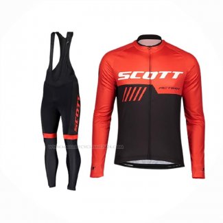 2019 Maillot Cyclisme Scott Noir Rouge Manches Longues Et Cuissard