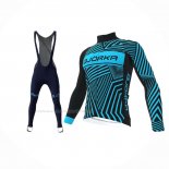 2021 Maillot Cyclisme Bjorka Bleu Manches Longues Et Cuissard