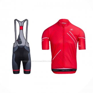 2021 Maillot Cyclisme Castelli Rouge Blanc Manches Courtes Et Cuissard