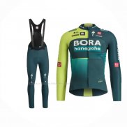 2024 Maillot Cyclisme Bora-Hansgrone Profond Vert Manches Longues Et Cuissard