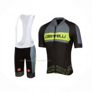 2016 Maillot Cyclisme Castelli Vert Gris Manches Courtes Et Cuissard