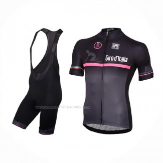 2016 Maillot Cyclisme Giro D'italie Noir Rouge Manches Courtes Et Cuissard