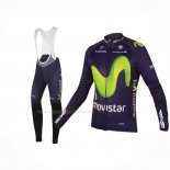 2016 Maillot Cyclisme Movistar Vert Bleu Manches Longues Et Cuissard