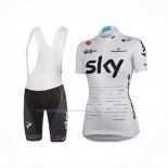 2017 Maillot Cyclisme Femme Sky Blanc Manches Courtes Et Cuissard