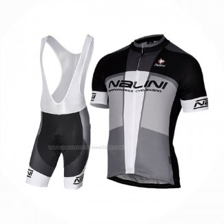 2017 Maillot Cyclisme Nalini Artico Gris Noir Manches Courtes Et Cuissard