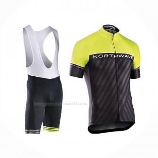 2017 Maillot Cyclisme Northwave Vert Noir Manches Courtes Et Cuissard