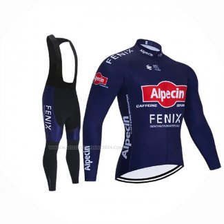 2021 Maillot Cyclisme Alpecin Fenix Profond Bleu Manches Longues Et Cuissard