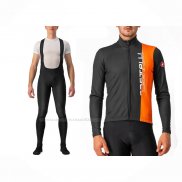 2023 Maillot Cyclisme Castelli Orange Manches Longues Et Cuissard