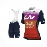 2024 Maillot Cyclisme Femme Jayco AlUla Orange Violet Manches Courtes Et Cuissard