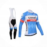 2014 Maillot Cyclisme Garmin Sharp Bleu Clair Blanc Manches Longues Et Cuissard