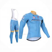 2015 Maillot Cyclisme Astana Bleu Clair Manches Longues Et Cuissard