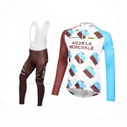 2016 Maillot Cyclisme Ag2rla Blanc Marron Manches Longues Et Cuissard