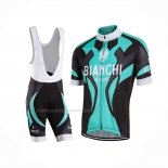 2016 Maillot Cyclisme Bianchi Noir Azur Manches Courtes Et Cuissard