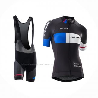 2016 Maillot Cyclisme Femme Orbea Bleu Noir Manches Courtes Et Cuissard