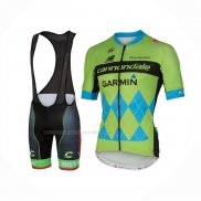 2017 Maillot Cyclisme Cannondale Vert Bleu Manches Courtes Et Cuissard