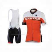 2017 Maillot Cyclisme Sportful Sc Blanc Orange Manches Courtes Et Cuissard