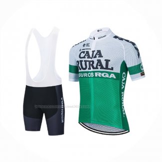 2021 Maillot Cyclisme Caja Rural Blanc Vert Manches Courtes Et Cuissard