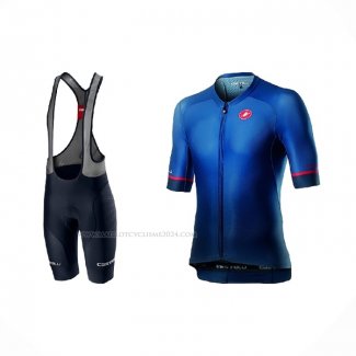 2021 Maillot Cyclisme Castelli Profond Noir Bleu Manches Courtes Et Cuissard