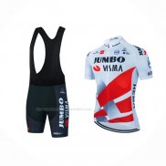 2022 Maillot Cyclisme Jumbo Visma Rouge Blanc Manches Courtes Et Cuissard